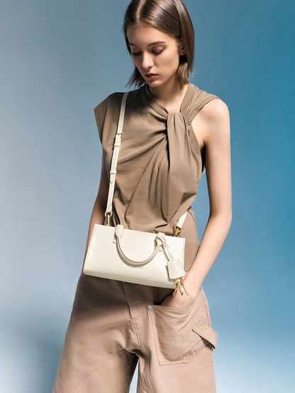 Kerry Top Handle Bag - Cream | CHARLES & KEITH