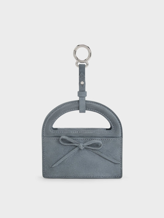 Reese Bow Top Handle Wristlet - Smoky Blue | CHARLES & KEITH