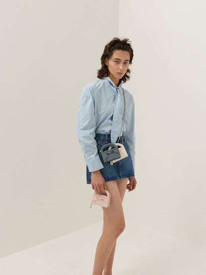 Reese Bow Top Handle Wristlet - Smoky Blue | CHARLES & KEITH