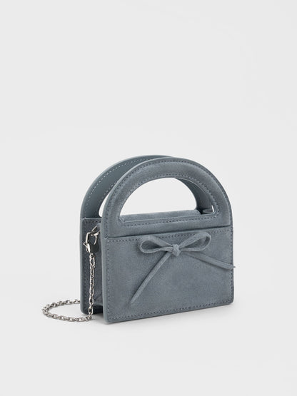 Reese Bow Top Handle Wristlet - Smoky Blue | CHARLES & KEITH