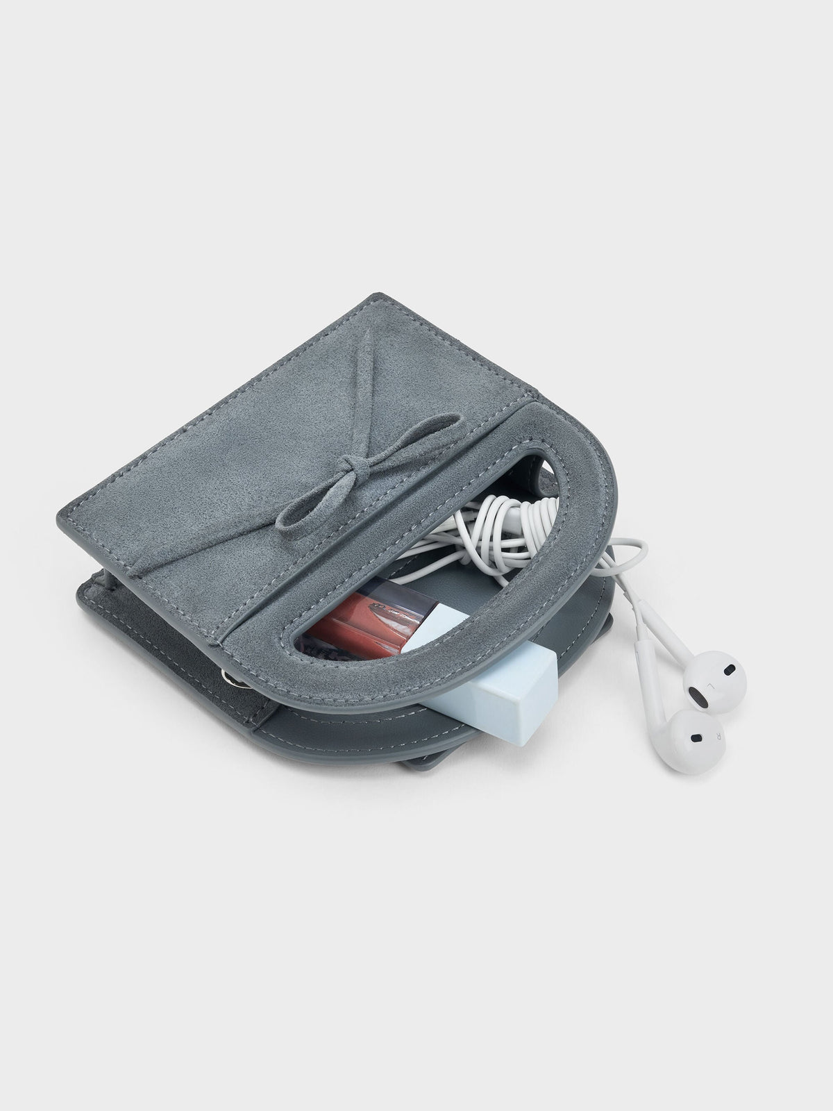 Reese Bow Top Handle Wristlet - Smoky Blue | CHARLES & KEITH