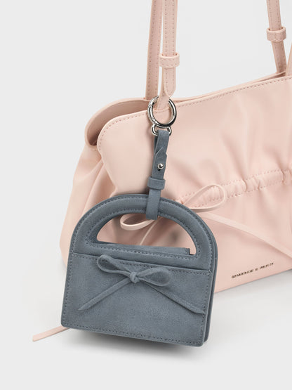 Reese Bow Top Handle Wristlet - Smoky Blue | CHARLES & KEITH