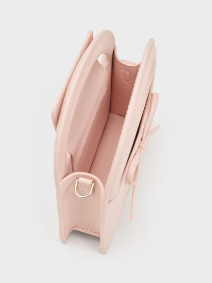 Reese Bow Top Handle Wristlet - Soft Pink | CHARLES & KEITH