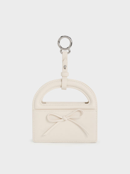 Reese Bow Top Handle Wristlet - Cream | CHARLES & KEITH