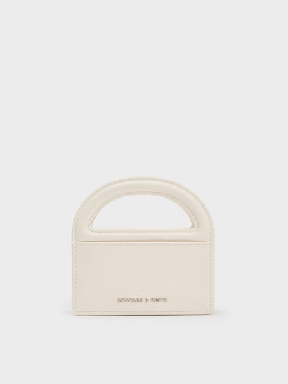 Reese Bow Top Handle Wristlet - Cream | CHARLES & KEITH