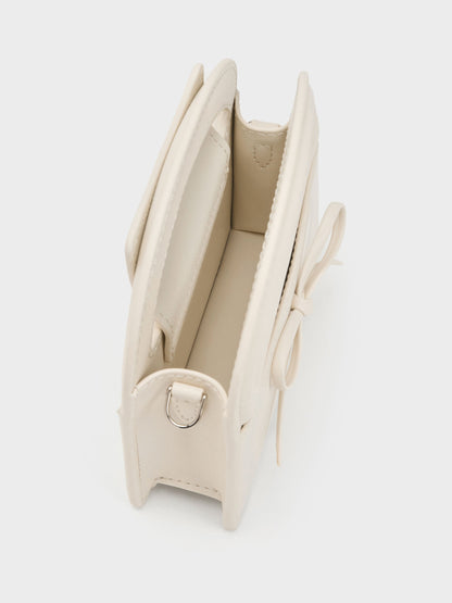 Reese Bow Top Handle Wristlet - Cream | CHARLES & KEITH