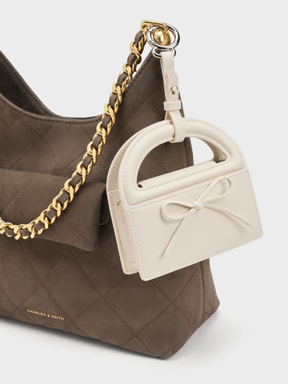 Reese Bow Top Handle Wristlet - Cream | CHARLES & KEITH