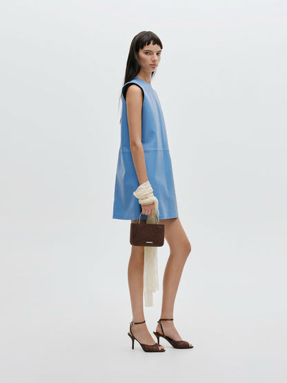 Jennis Lace & Satin Top Handle Bag - Dark Brown Textured | CHARLES & KEITH