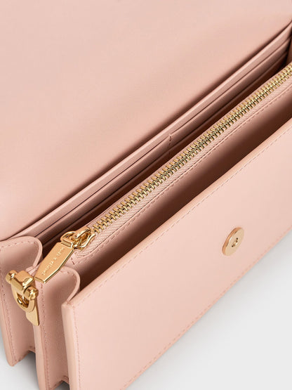 Kristine Sculptural-Handle Long Wallet - Light Pink | CHARLES & KEITH