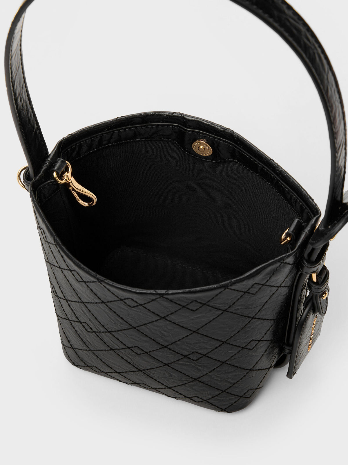 Duo Quilted Chain Bucket Bag - Black | CHARLES & KEITH