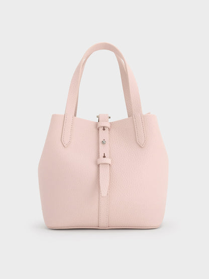 Beryl Belted Bucket Bag - Soft Pink | CHARLES & KEITH
