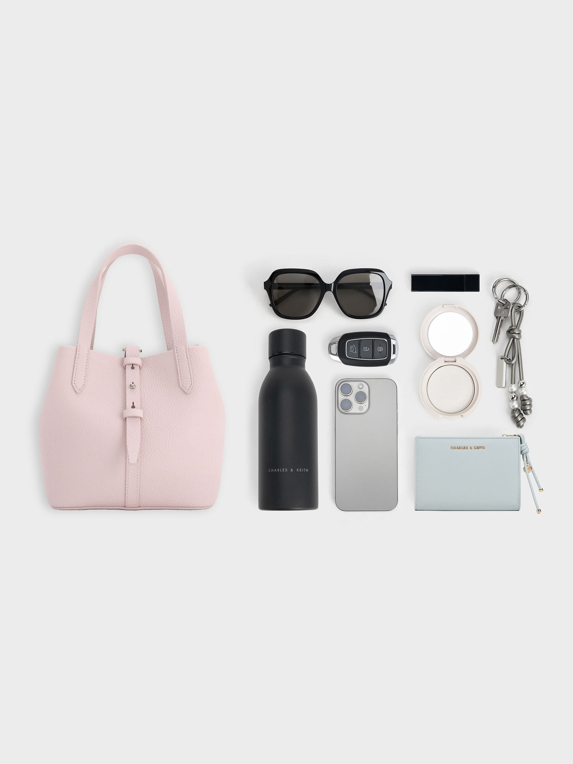 Beryl Belted Bucket Bag - Soft Pink | CHARLES & KEITH