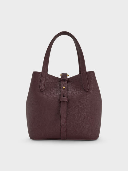 Beryl Belted Bucket Bag - Wineberry Red | CHARLES & KEITH