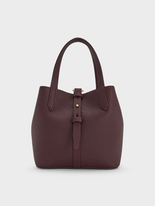 Beryl Belted Bucket Bag - Wineberry Red | CHARLES & KEITH