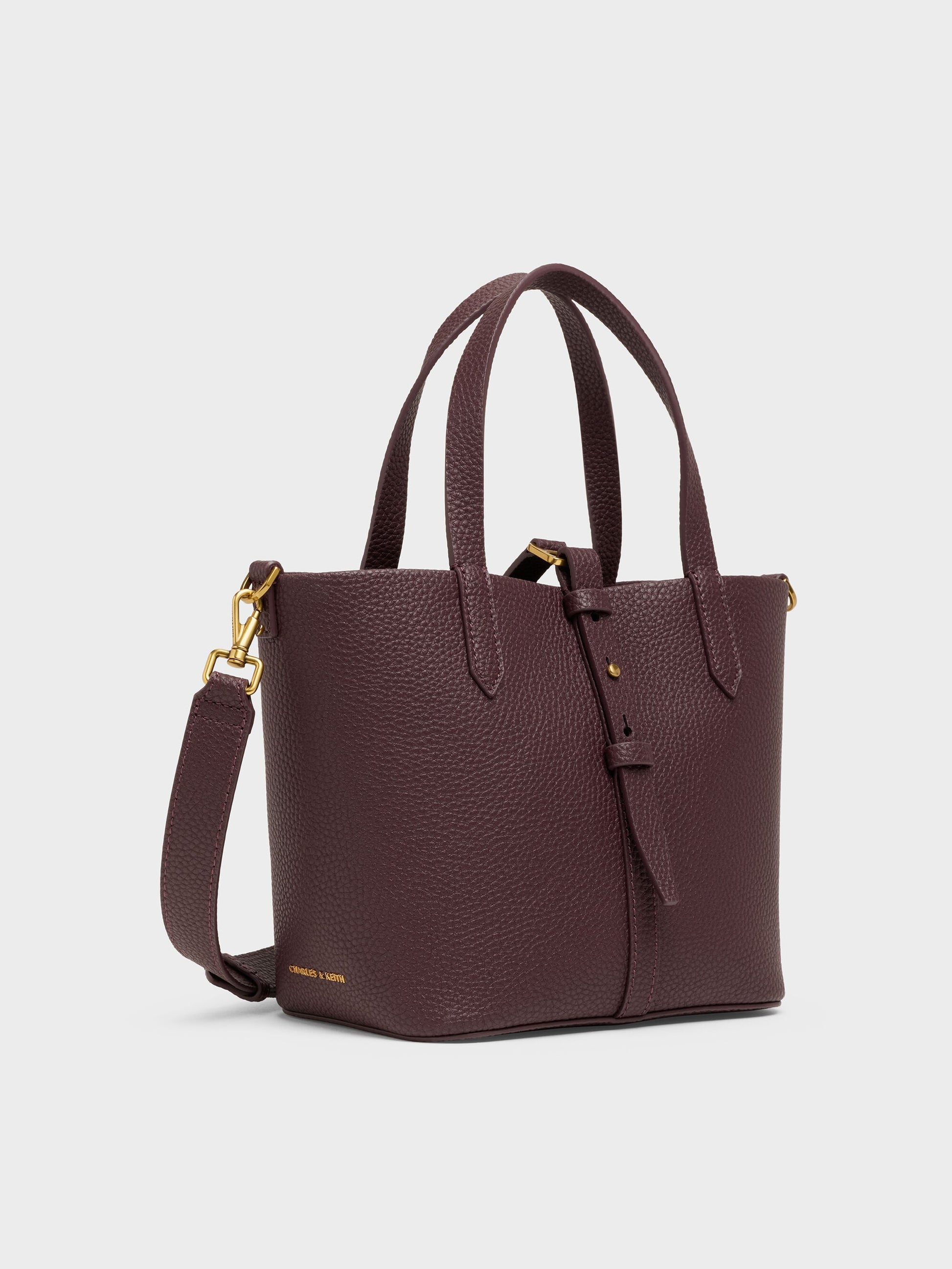 Beryl Belted Bucket Bag - Wineberry Red | CHARLES & KEITH