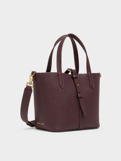 Beryl Belted Bucket Bag - Wineberry Red | CHARLES & KEITH
