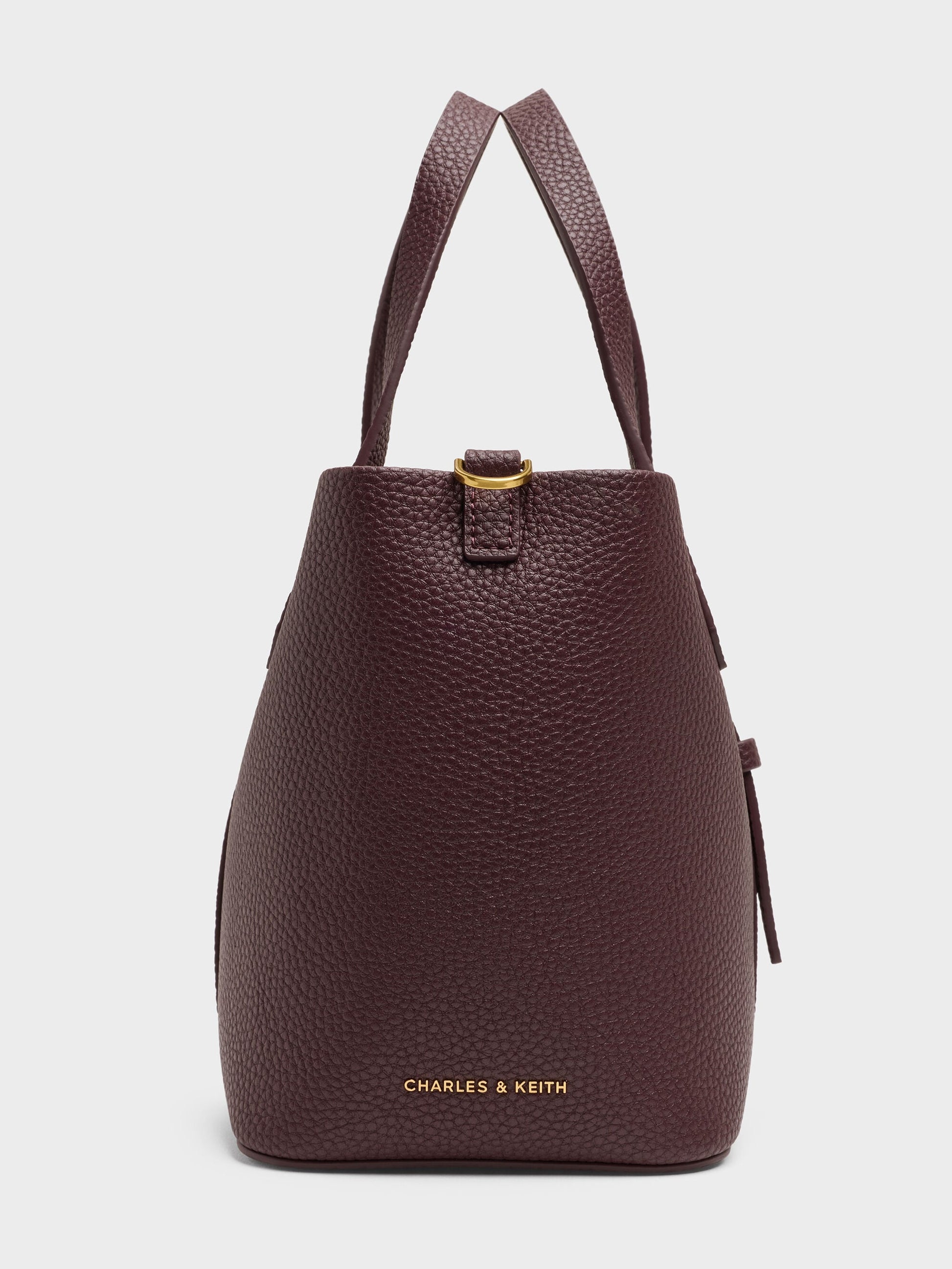 Beryl Belted Bucket Bag - Wineberry Red | CHARLES & KEITH