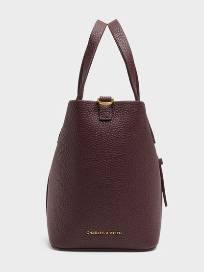 Beryl Belted Bucket Bag - Wineberry Red | CHARLES & KEITH