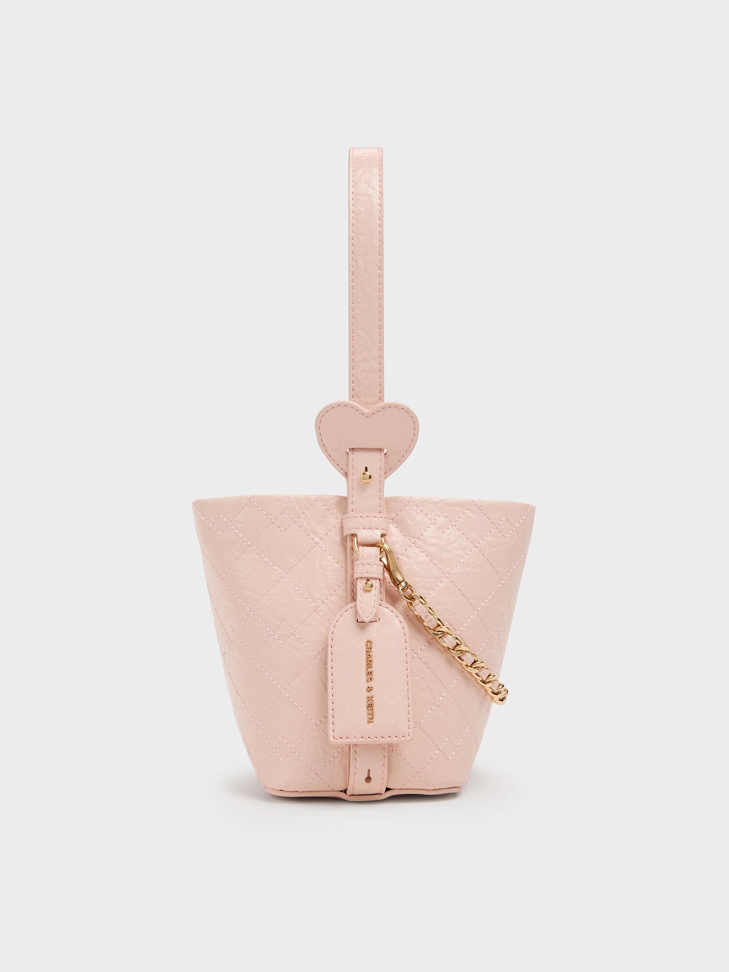 Duo Quilted Chain Bucket Bag - Soft Pink | CHARLES & KEITH