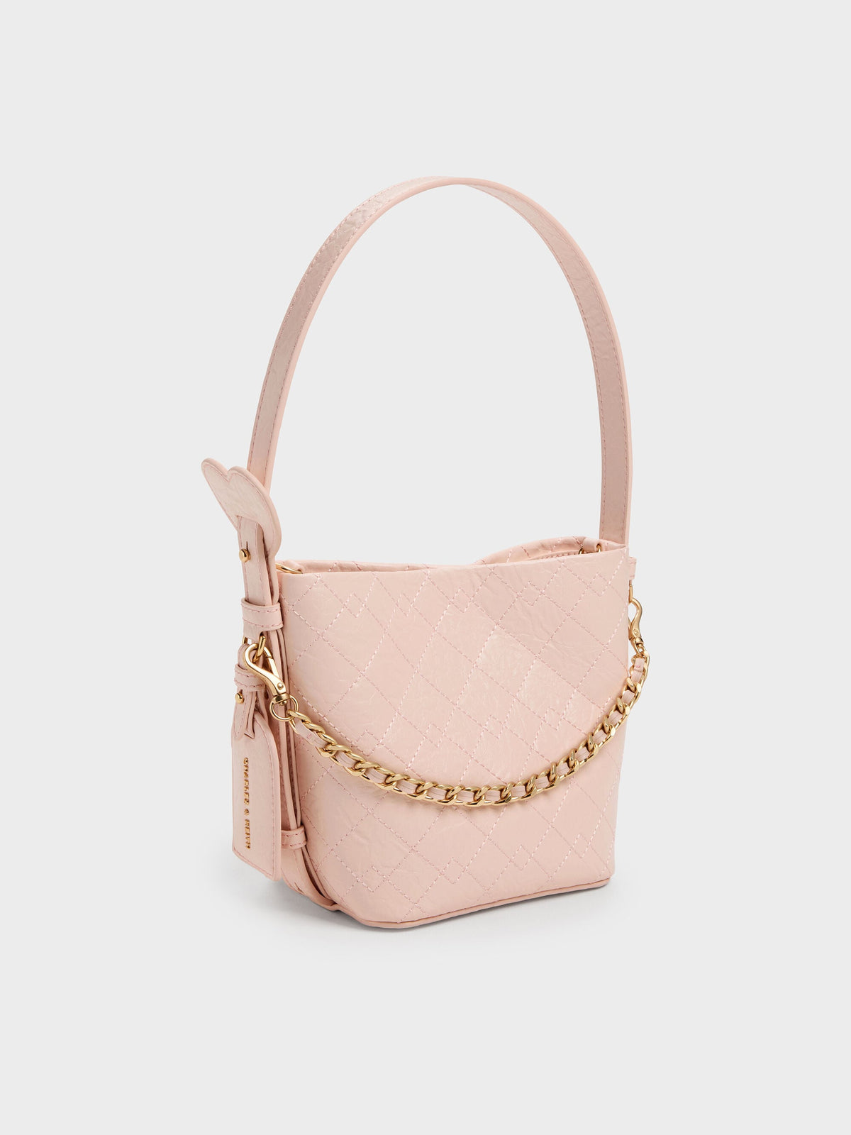 Duo Quilted Chain Bucket Bag - Soft Pink | CHARLES & KEITH