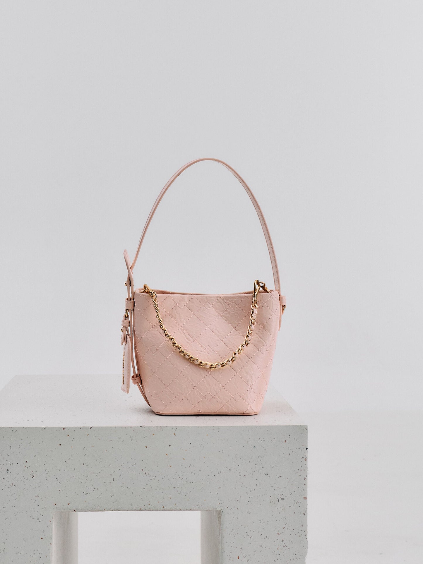 Duo Quilted Chain Bucket Bag - Soft Pink | CHARLES & KEITH