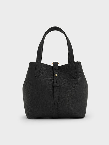 Beryl Belted Bucket Bag - Black | CHARLES & KEITH