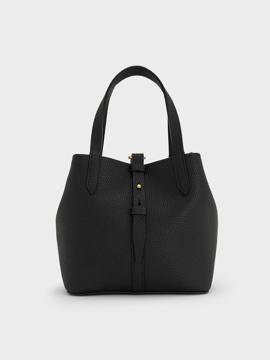 Beryl Belted Bucket Bag - Black | CHARLES & KEITH