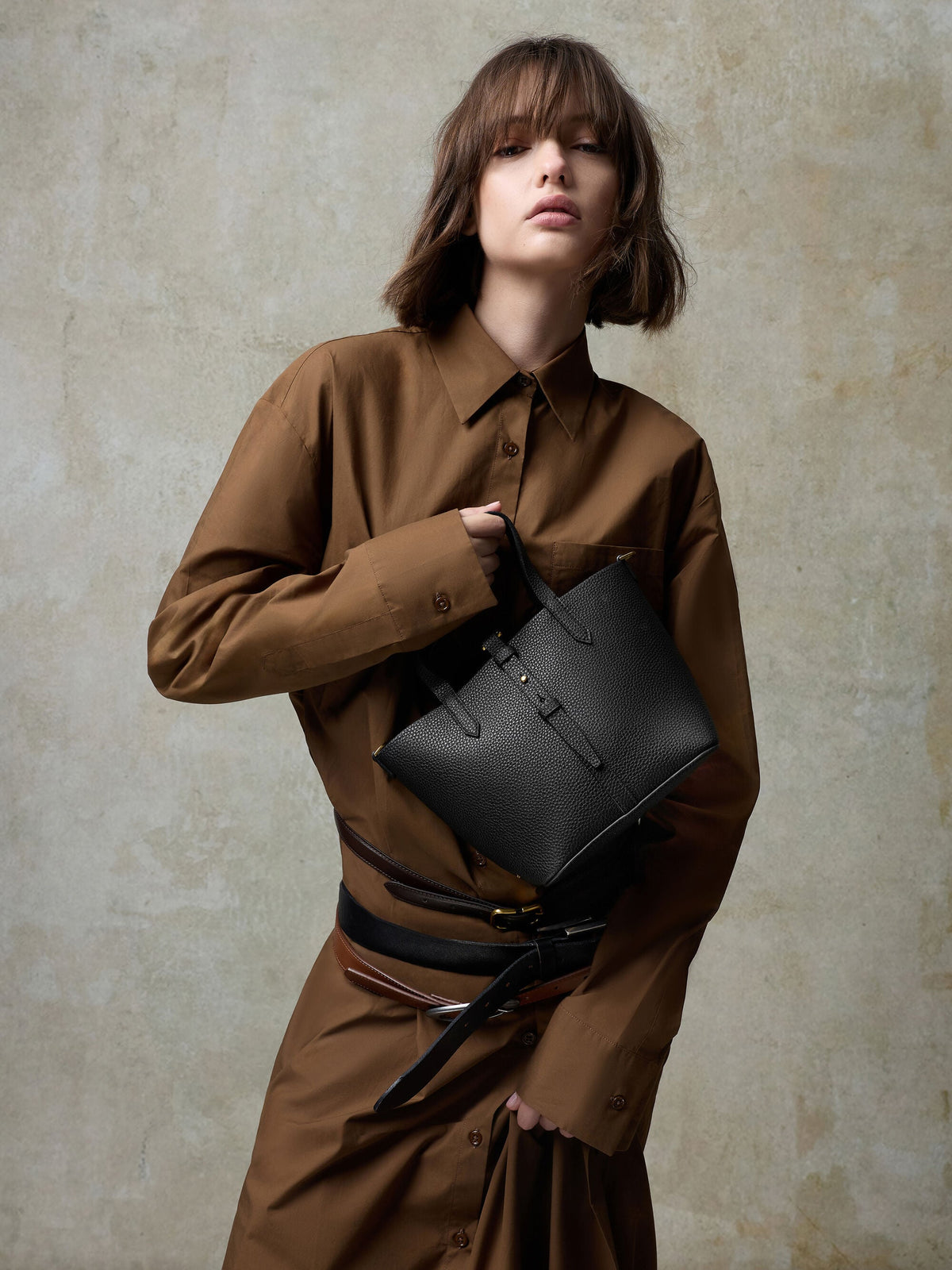 Beryl Belted Bucket Bag - Black | CHARLES & KEITH