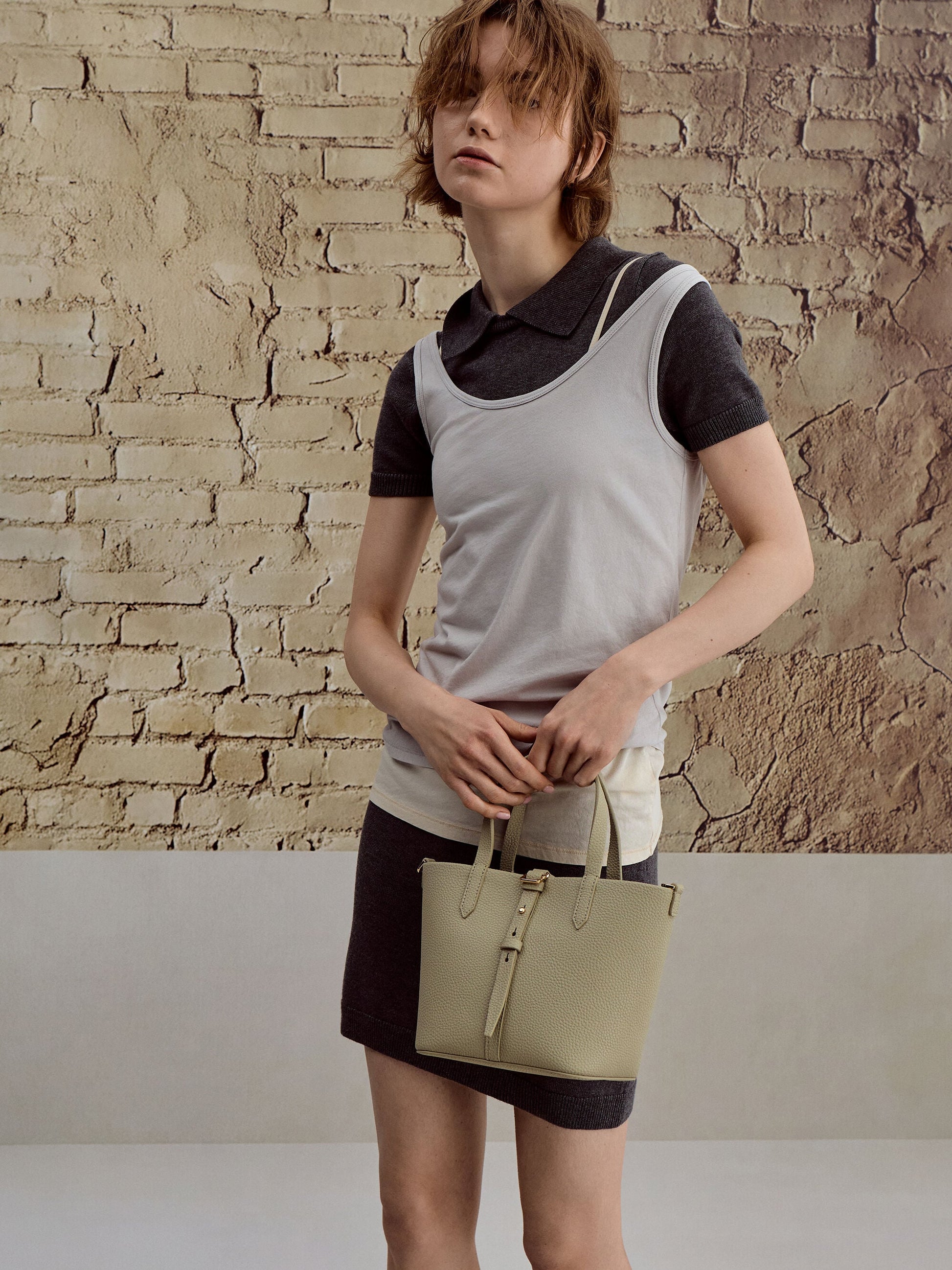 Beryl Belted Bucket Bag - Pale Olive | CHARLES & KEITH