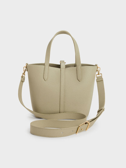 Beryl Belted Bucket Bag - Pale Olive | CHARLES & KEITH