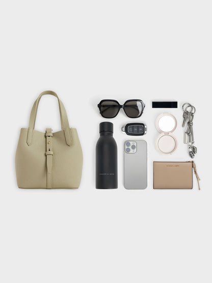Beryl Belted Bucket Bag - Pale Olive | CHARLES & KEITH