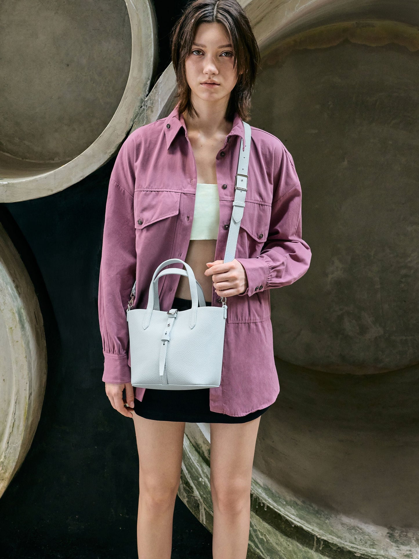 Beryl Belted Bucket Bag - Sea Salt Blue | CHARLES & KEITH