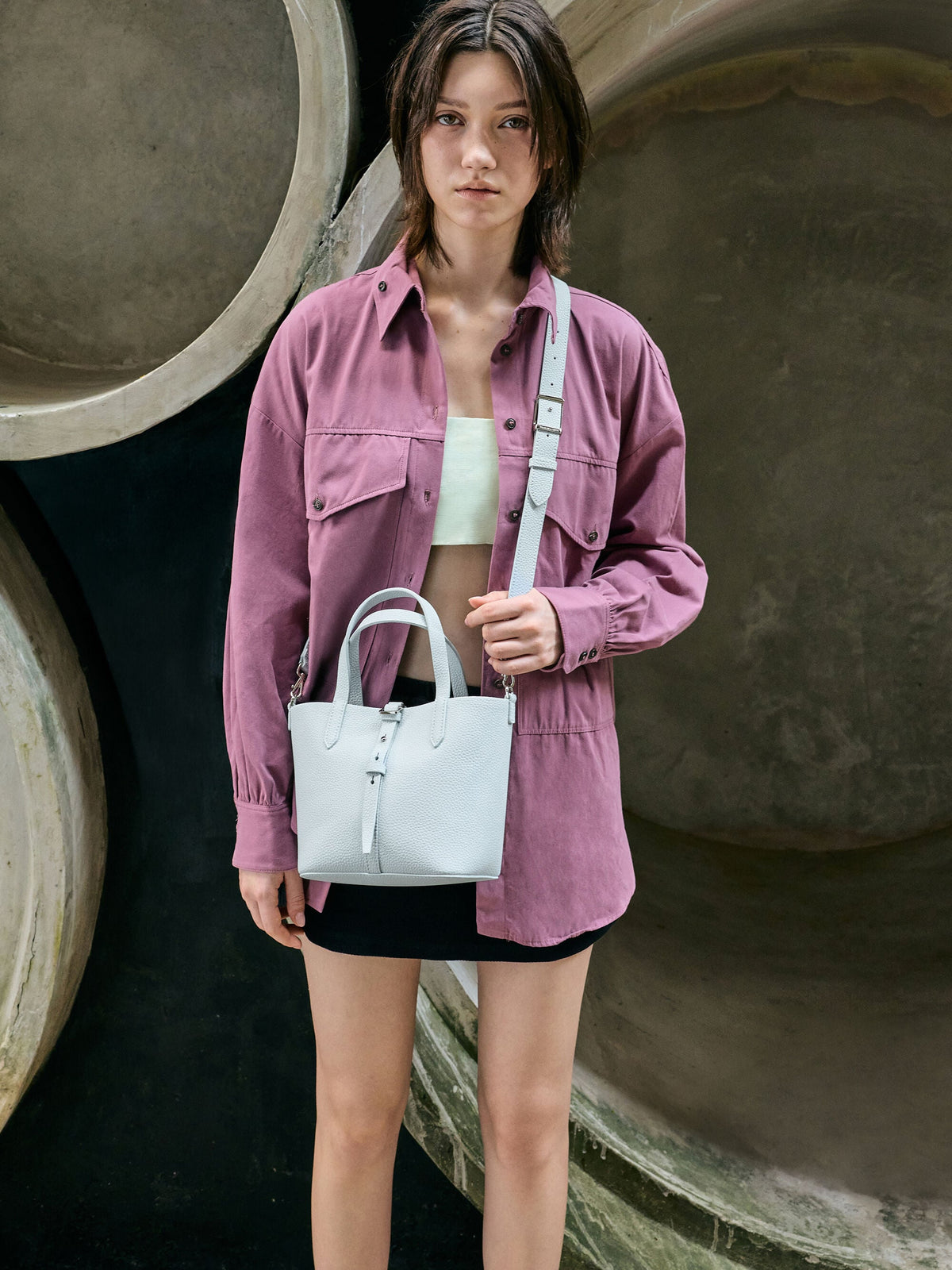 Beryl Belted Bucket Bag - Sea Salt Blue | CHARLES & KEITH