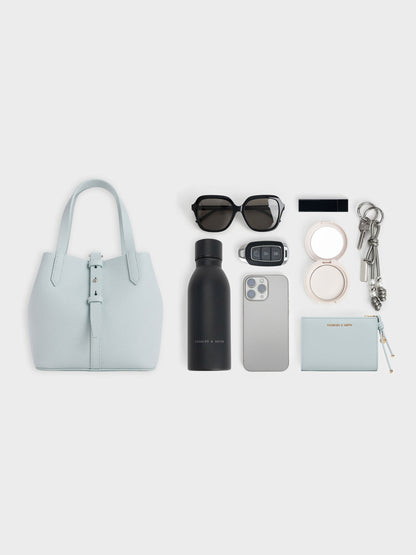 Beryl Belted Bucket Bag - Sea Salt Blue | CHARLES & KEITH