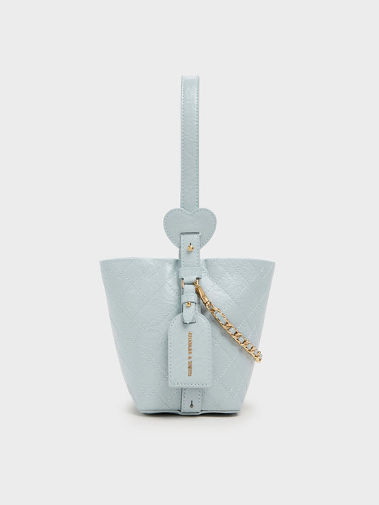 Duo Quilted Chain Bucket Bag - Sea Salt Blue | CHARLES & KEITH