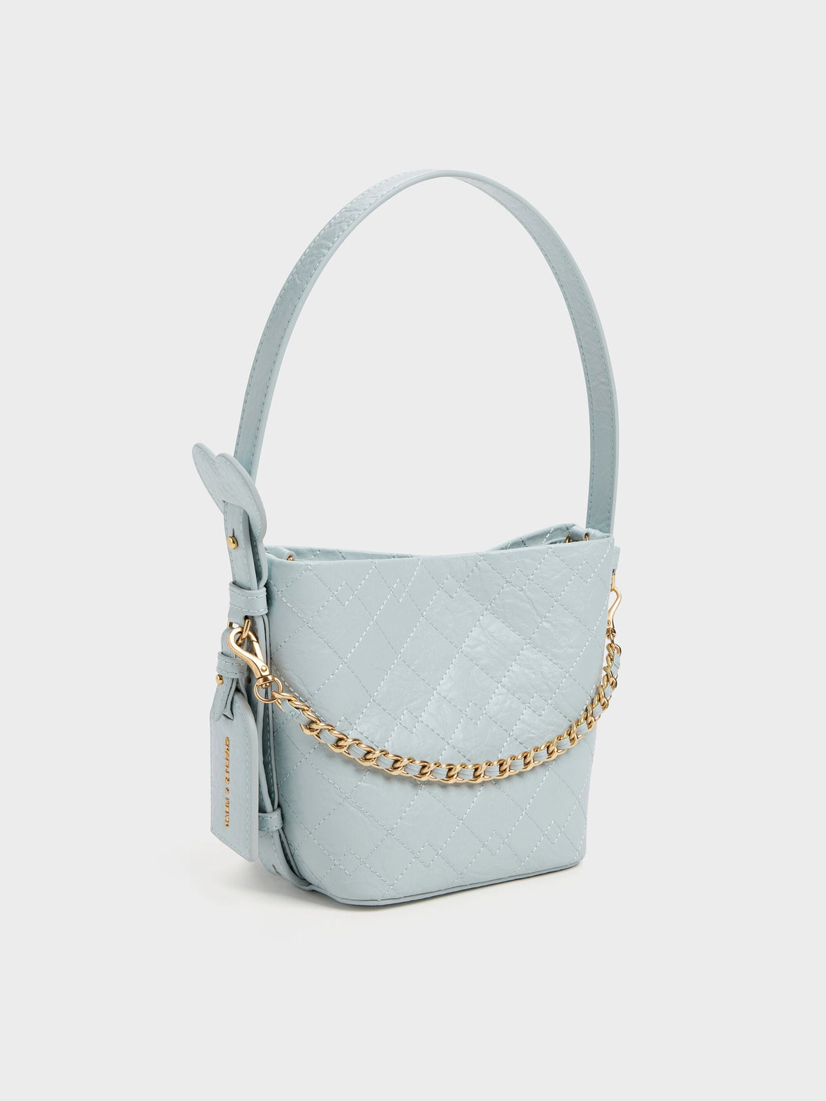 Duo Quilted Chain Bucket Bag - Sea Salt Blue | CHARLES & KEITH