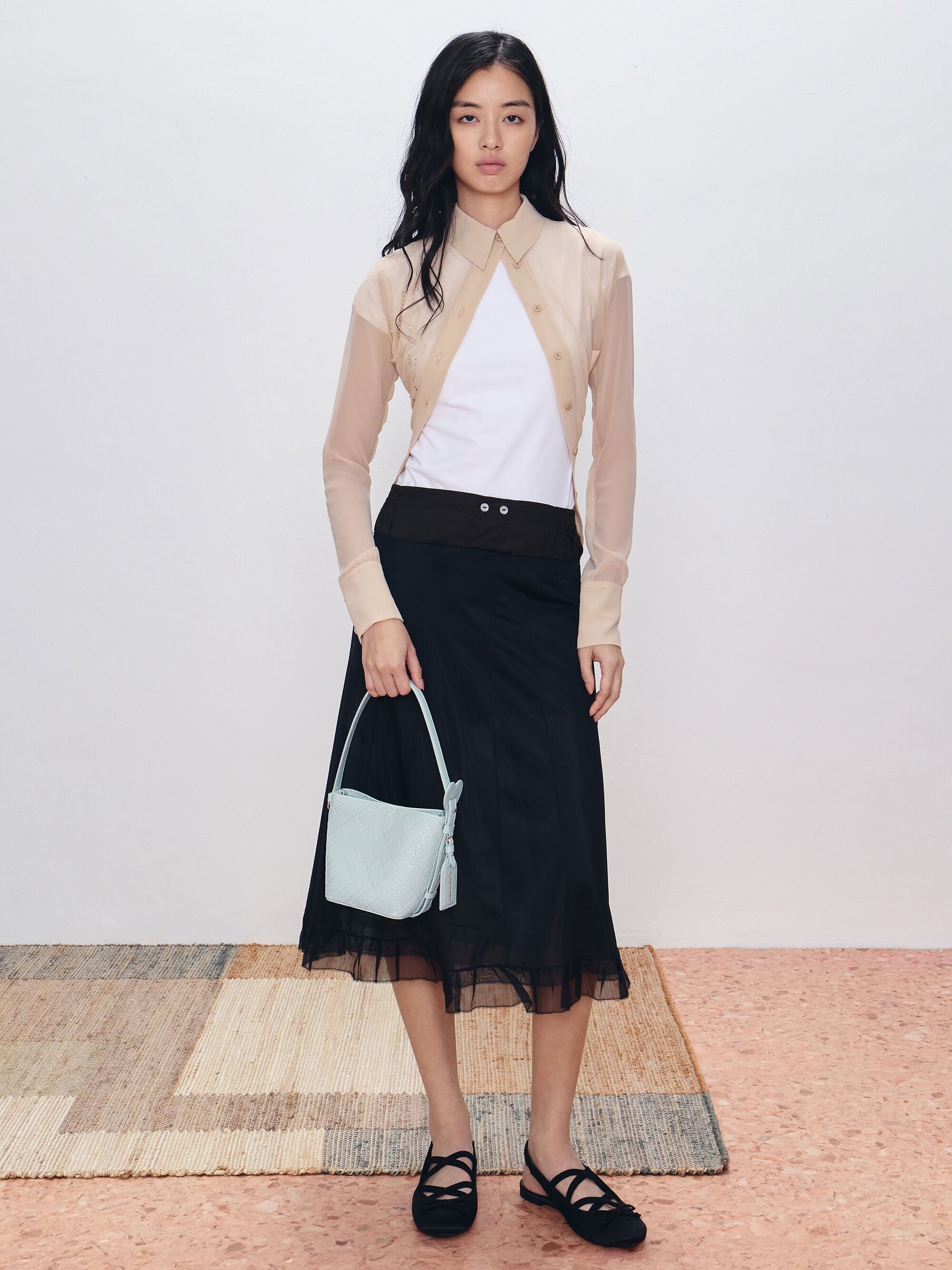 Duo Quilted Chain Bucket Bag - Sea Salt Blue | CHARLES & KEITH