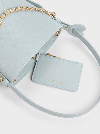 Duo Quilted Chain Bucket Bag - Sea Salt Blue | CHARLES & KEITH