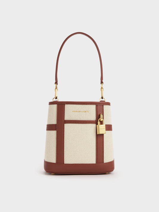 Scottie Canvas Bucket Bag - Brick | CHARLES & KEITH