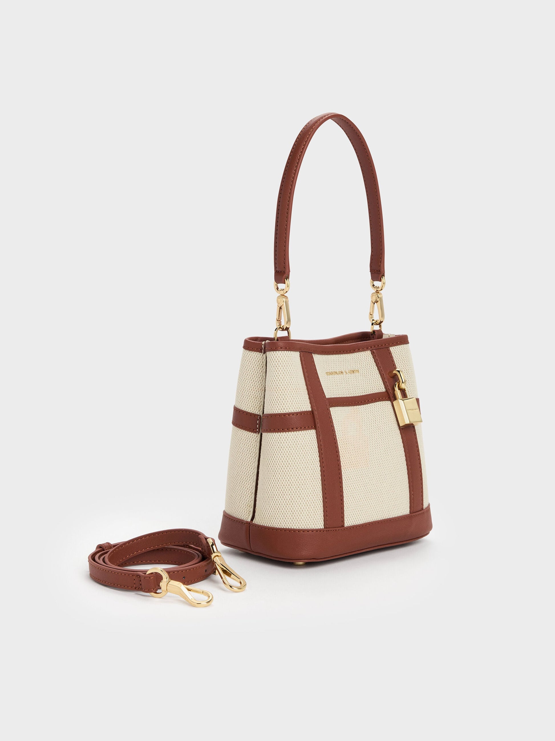 Scottie Canvas Bucket Bag - Brick | CHARLES & KEITH