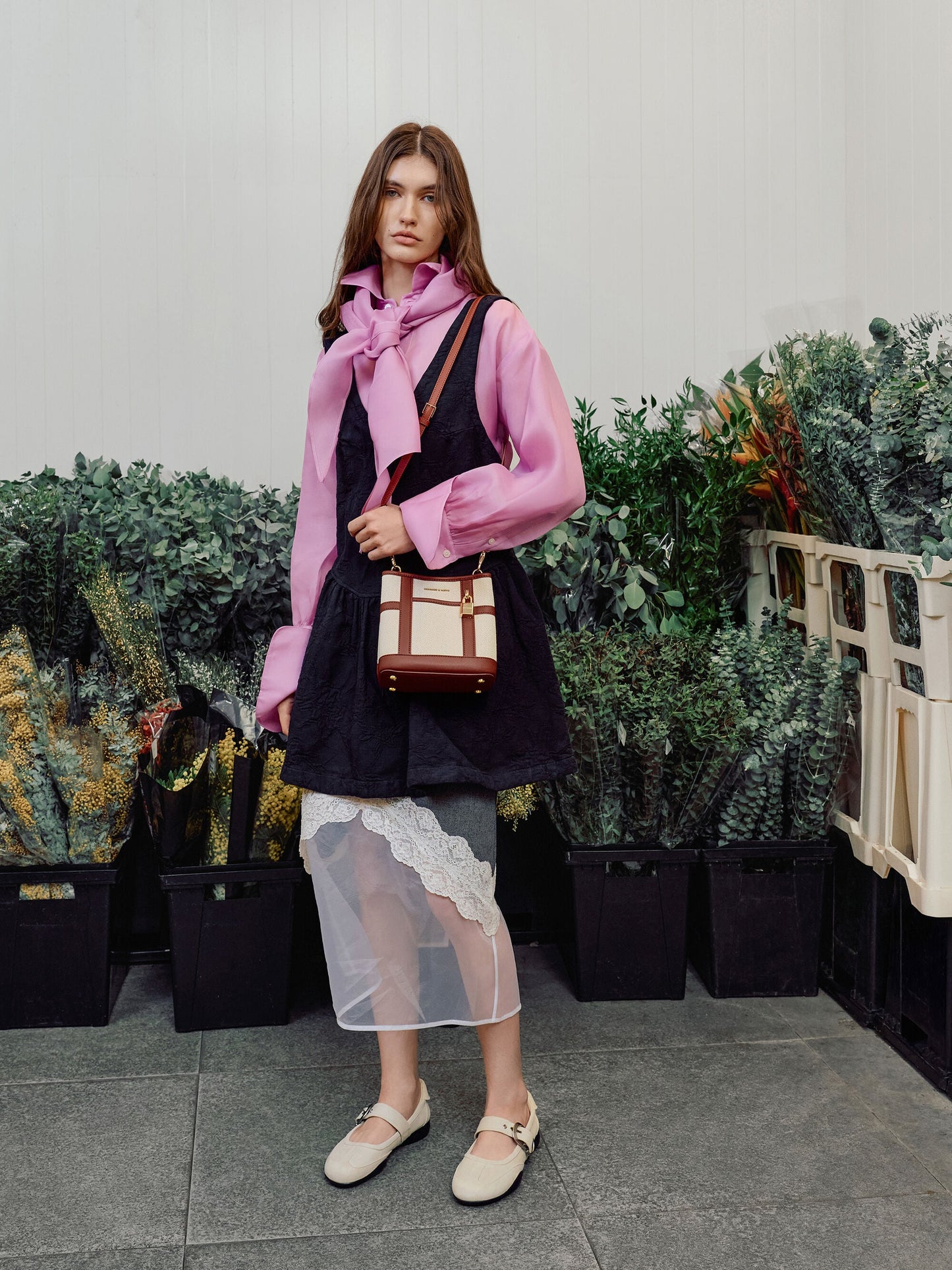 Scottie Canvas Bucket Bag - Brick | CHARLES & KEITH