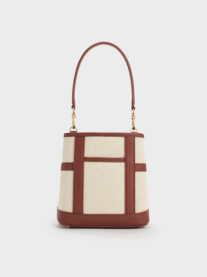 Scottie Canvas Bucket Bag - Brick | CHARLES & KEITH