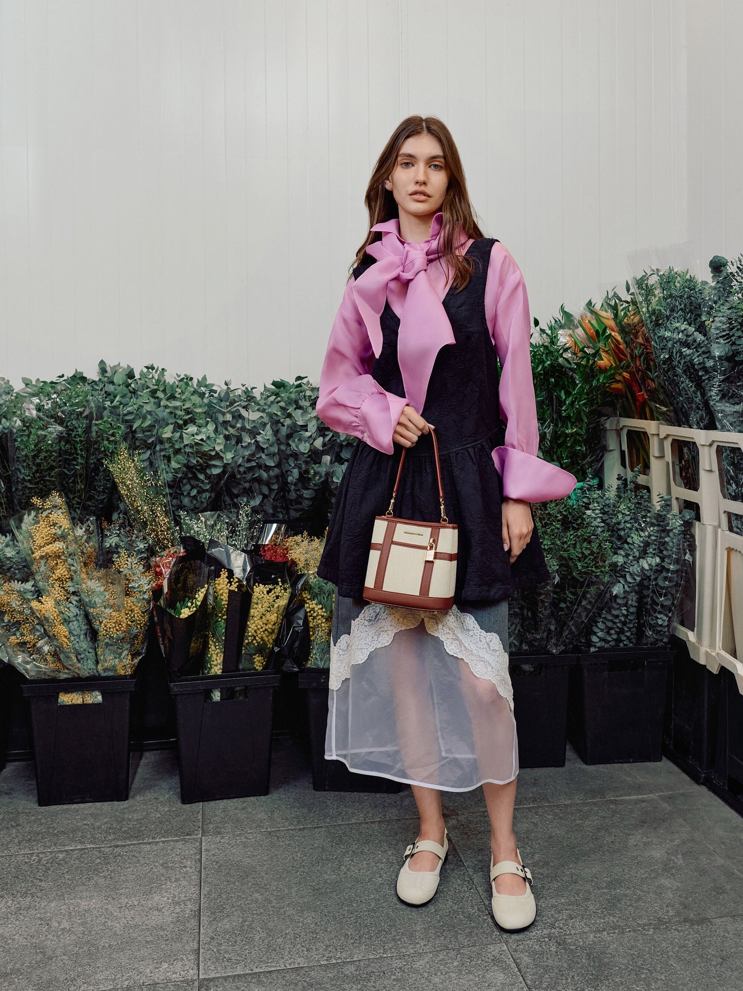 Scottie Canvas Bucket Bag - Brick | CHARLES & KEITH