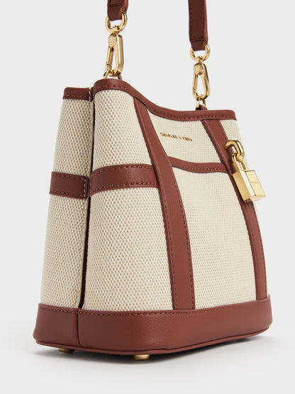 Scottie Canvas Bucket Bag - Brick | CHARLES & KEITH