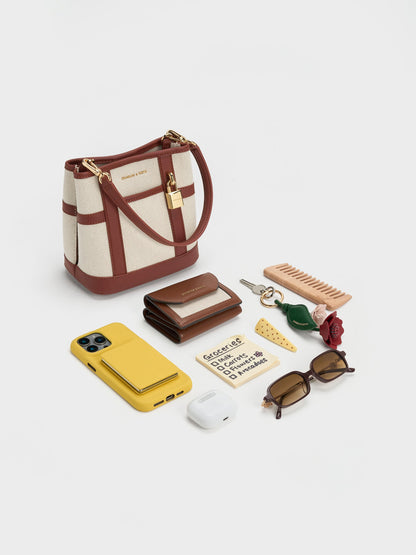 Scottie Canvas Bucket Bag - Brick | CHARLES & KEITH