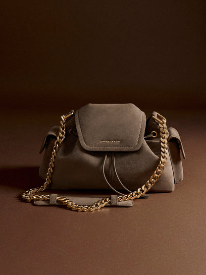 Noane Side-Pocket Two-Way Bucket Bag - Stone Grey | CHARLES & KEITH