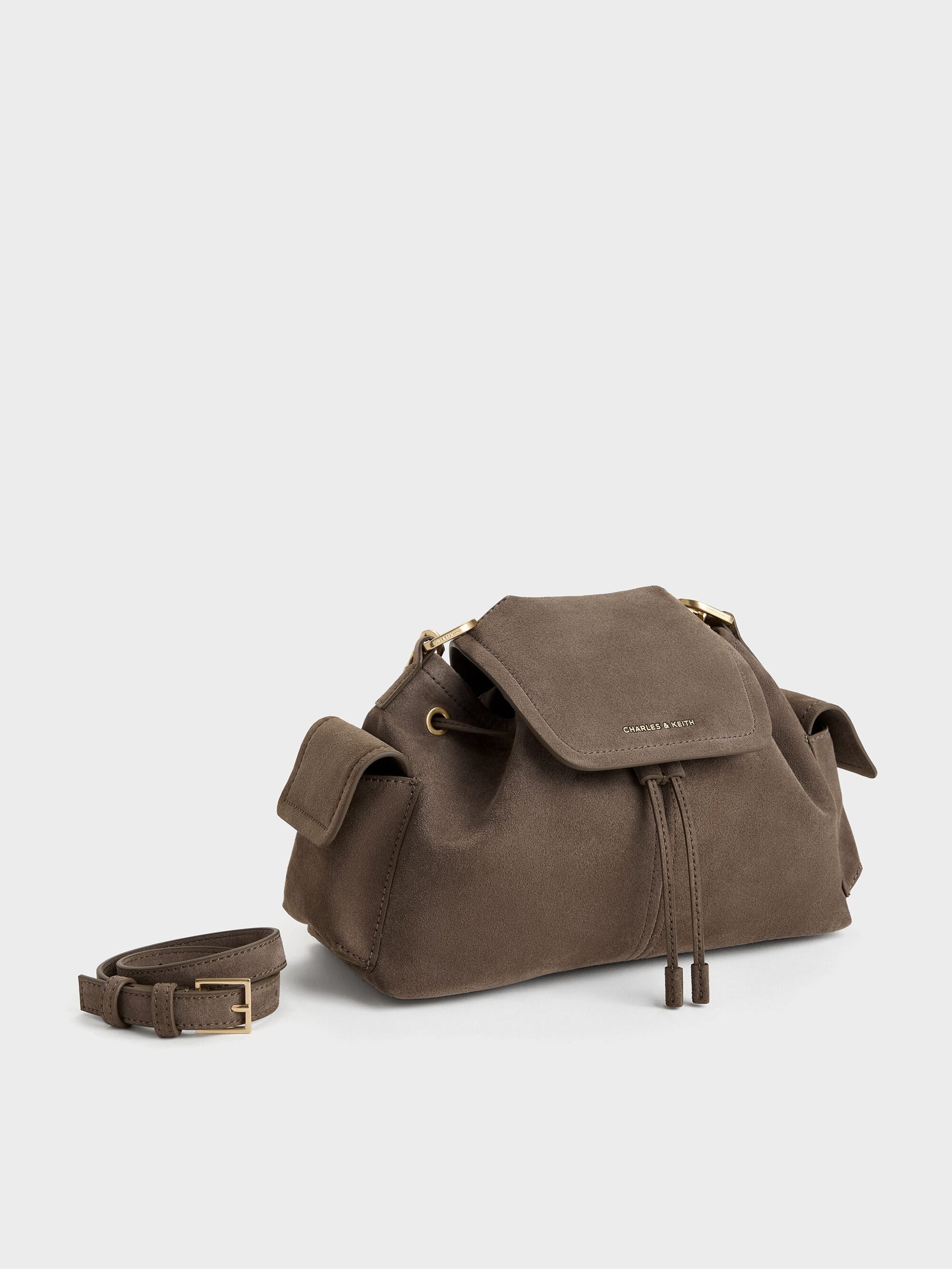 Noane Side-Pocket Two-Way Bucket Bag - Stone Grey | CHARLES & KEITH