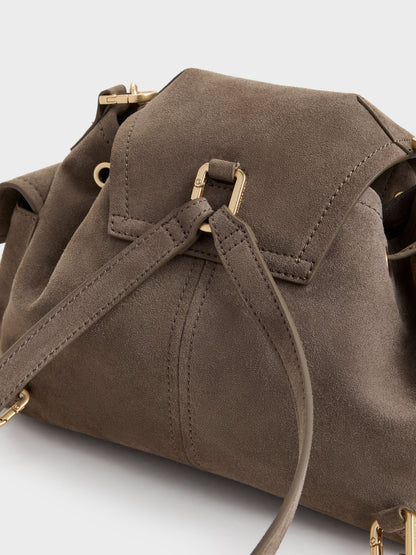 Noane Side-Pocket Two-Way Bucket Bag - Stone Grey | CHARLES & KEITH