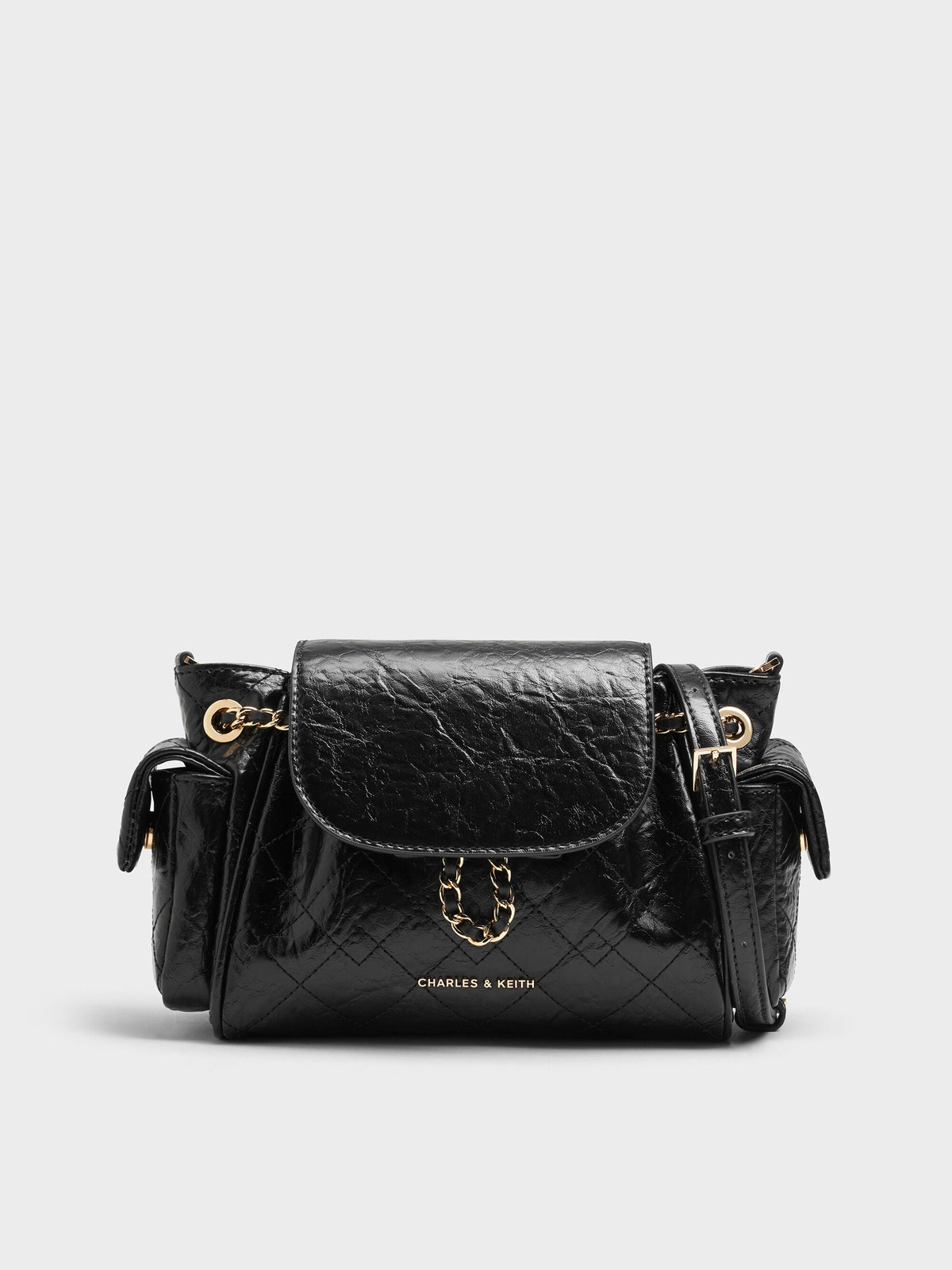 Duo Quilted Two-Way Front Flap Backpack - Black | CHARLES & KEITH