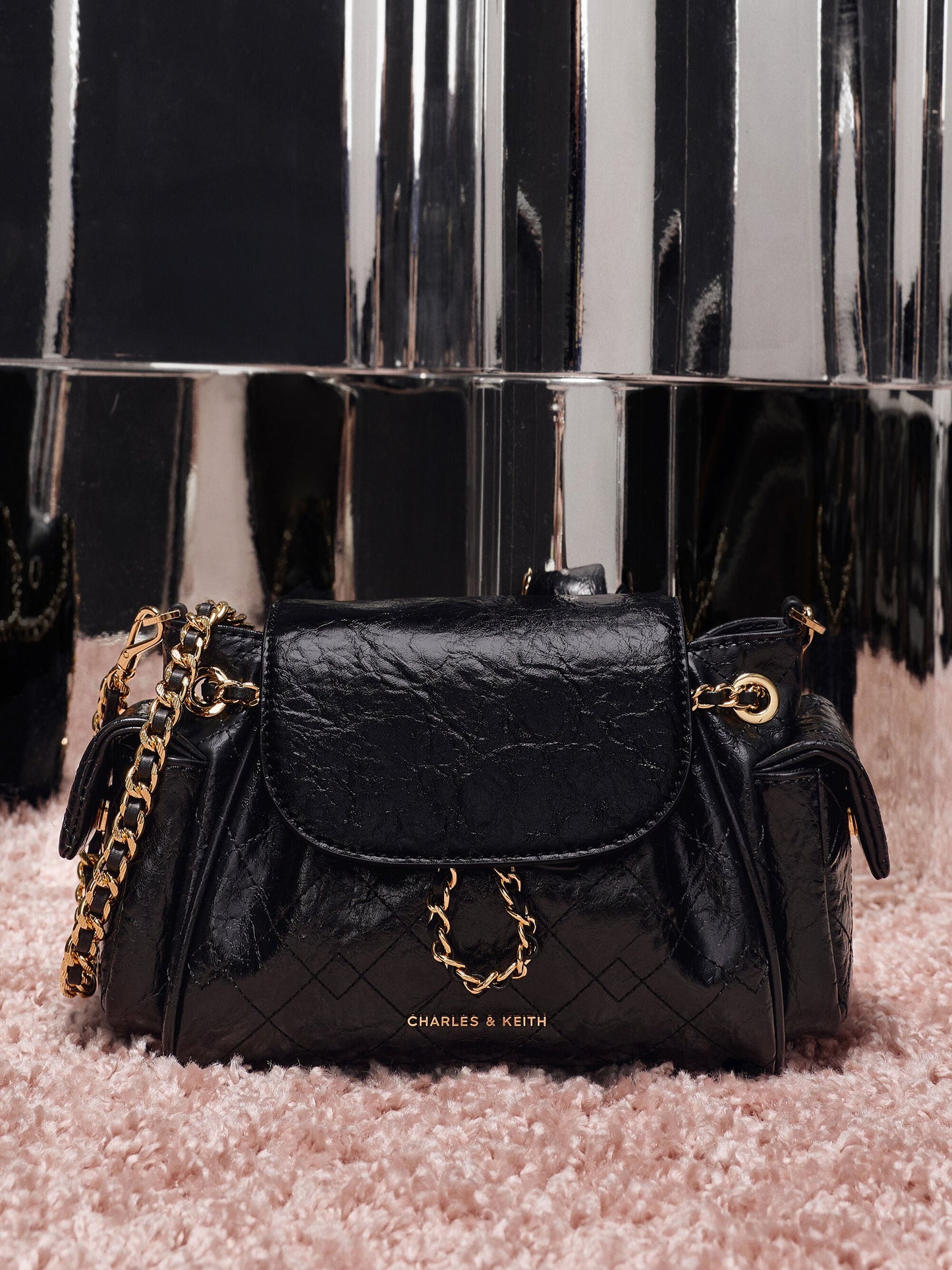 Duo Quilted Two-Way Front Flap Backpack - Black | CHARLES & KEITH